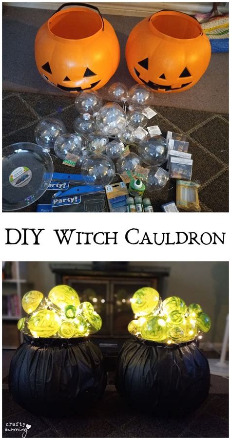 Dollar Tree Halloween DIY: Witch's Cauldron Floral Arrangement